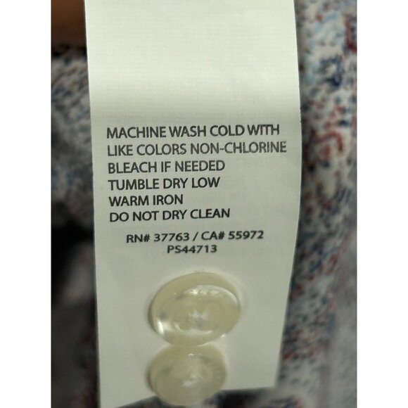 Perry Ellis Dotted Paisley Button Front Long Sleeve Shirt Blue Red Sz XXL Office - Picture 7 of 10